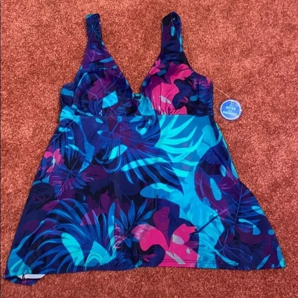 Swimsuit for all Blue Leaves Tankini Swim Top 8